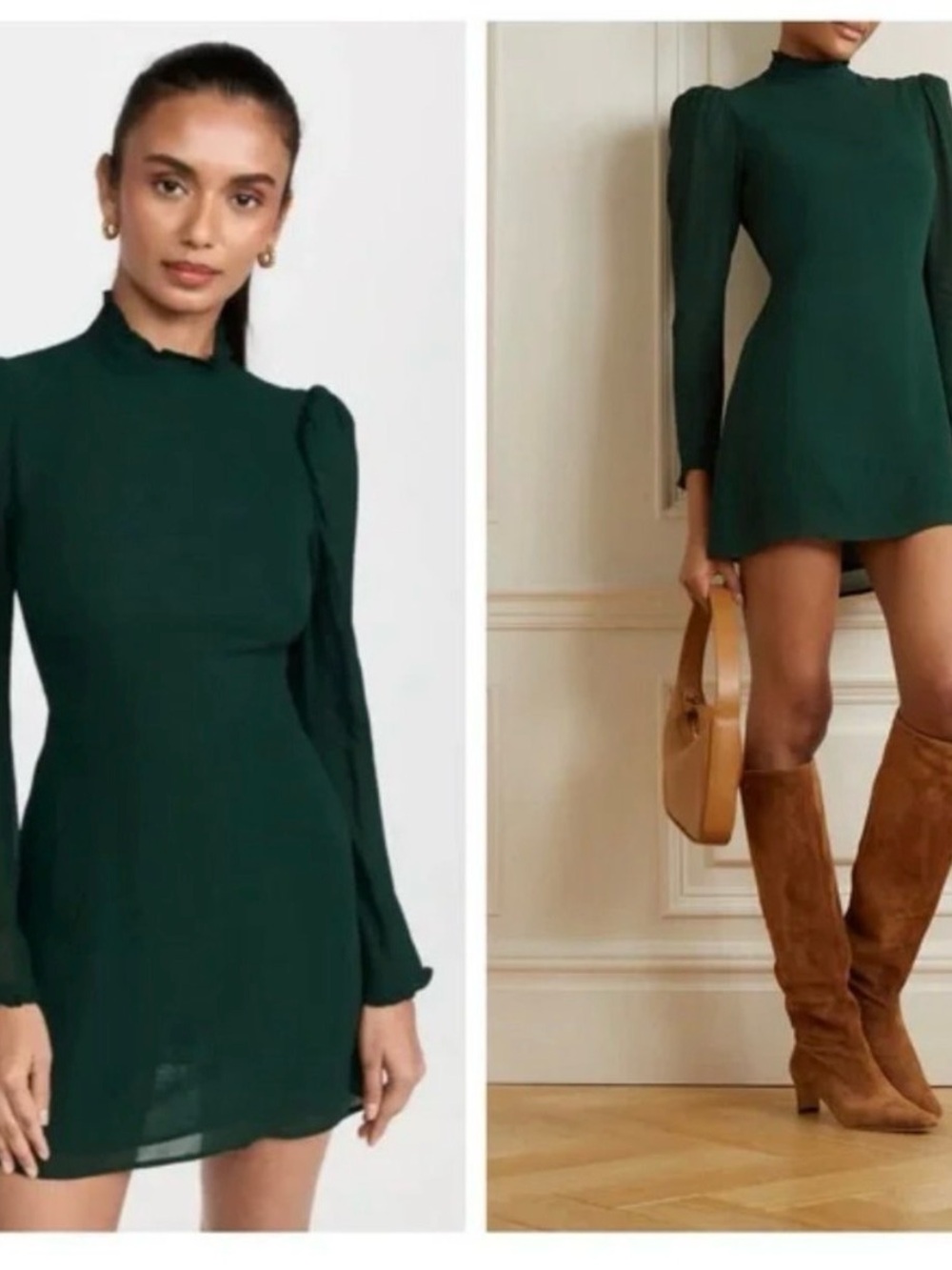 Reformation Lewis mini dress in green, EUC size 6